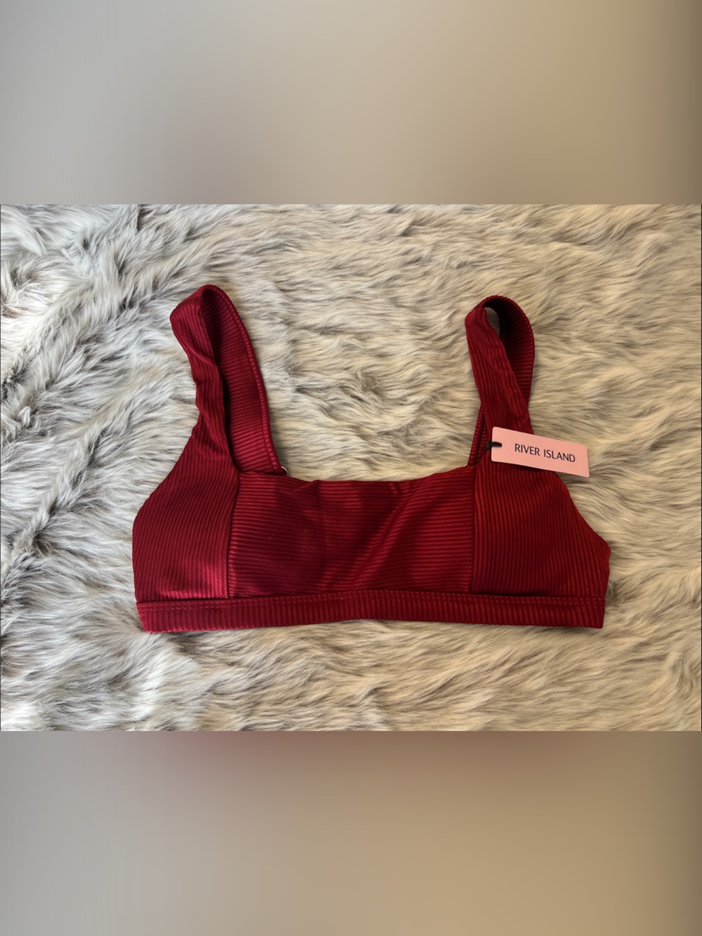 River Island Ribbed Deep Red Bralette